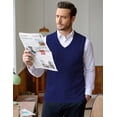 thumbnail image 2 of COOFANDY Mens V Neck Sweater Vest Knitted Sleeveless Solid Casual Lightweight Pullover Vest, 2 of 6