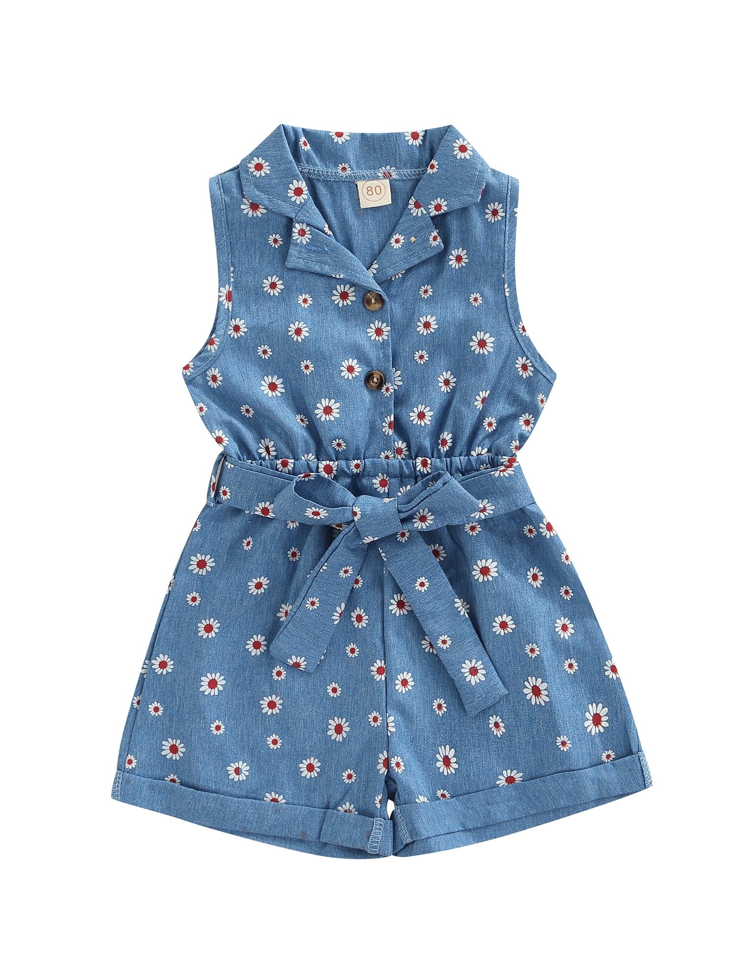 Toddler Kids Baby Girls Denim Shirt Romper Playsuit Pants Outfits