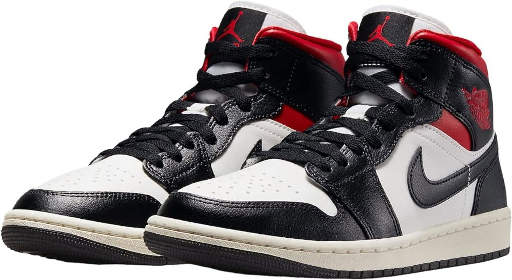 Women's Air Jordan 1 Mid Black/Gym Red-Sail (BQ6472 061