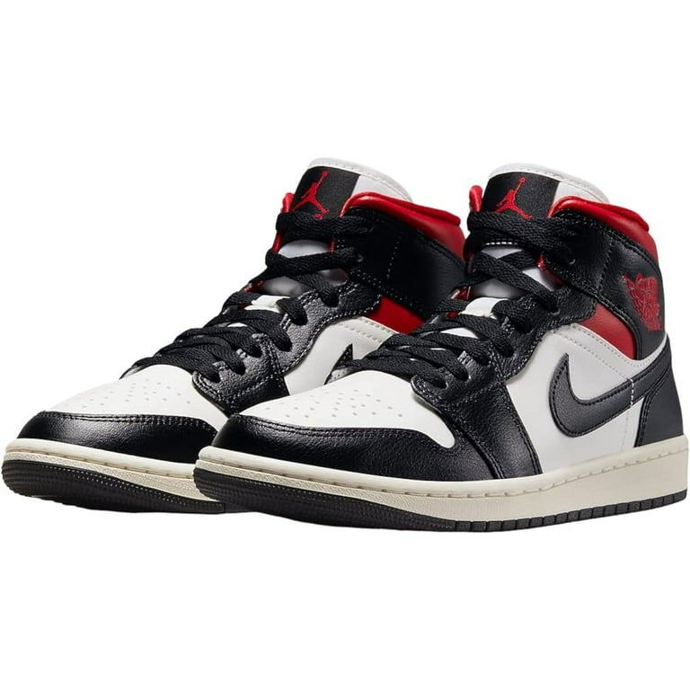 Women's Air Jordan 1 Mid Black/Gym Red-Sail (BQ6472 061