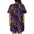 thumbnail image 6 of Fotbe Golden Snake And Purple Rose Print Pajama Set for Women 2 Piece Loungewear Short Sleeve Tops and Shorts Set Soft Sleepwear-3X-Large, 6 of 7