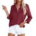 thumbnail image 2 of Mashaouyo Womens Button Down Shirts Teenfriend Long Sleeve Oversized Blouses Tops Clearance Sale, 2 of 4