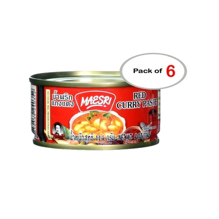 Red Curry Paste - Maesri Thai Cuisine Red Curry Paste for Making Spicy Thai Food, 4 oz / 114 g (Pack of 6)