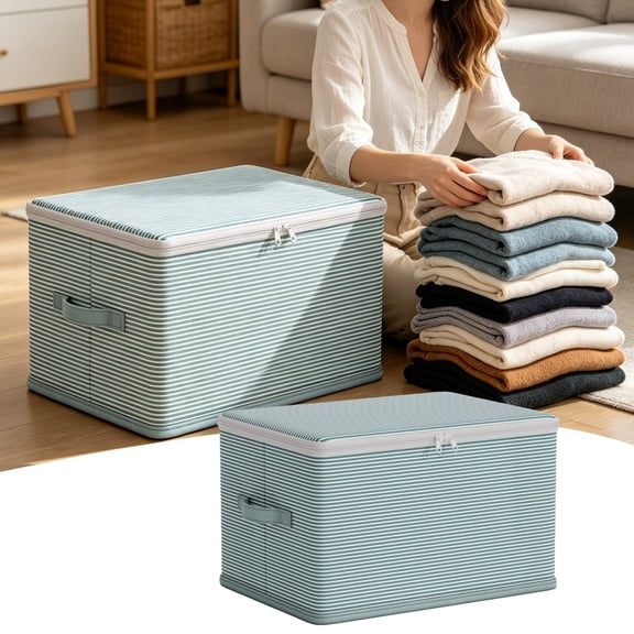 SCNOR 40L Foldable Fabric Storage Bin with Lid and Handles, Stackable Organizer