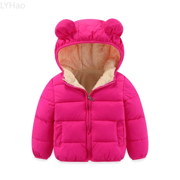 LYHao Winter Girls Down Jacket With Ears Fleece Lined Thickened Warm Coat For Toddlers And Kids Outerwear Windproof Cold Weather Apparel Girls Down Coats,Sizes 2-3 Years