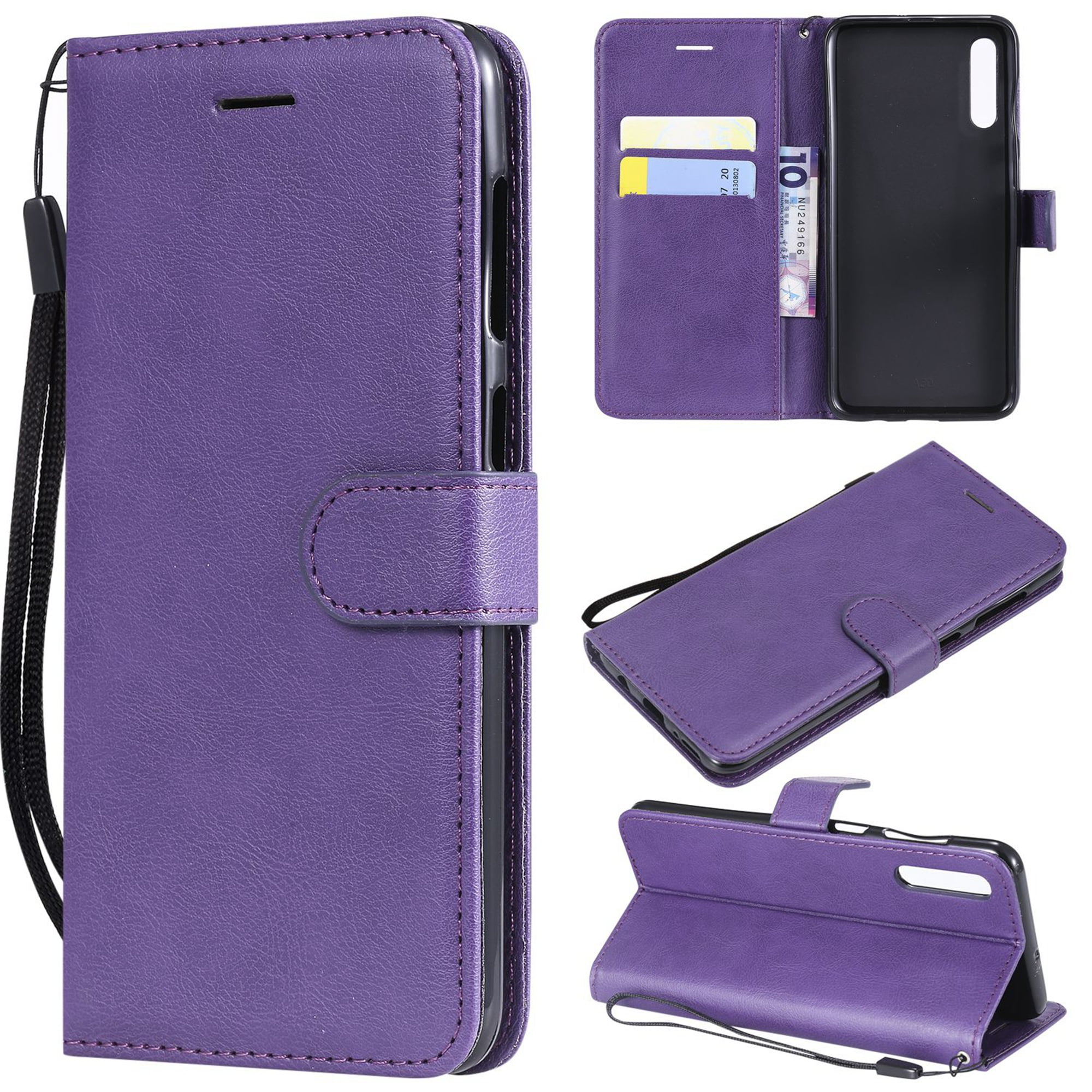 Dteck Wallet Case For Samsung Galaxy A50, Pure Color Slim PU Leather ...