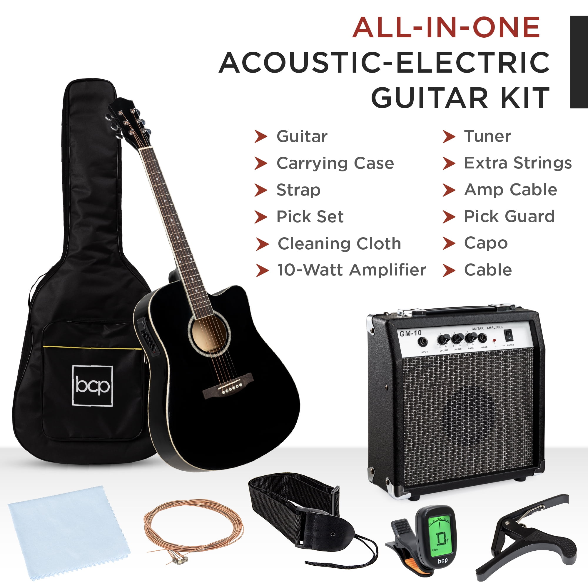 枚数限定 Best Choice Products 41in Beginner Acoustic Guitar Full Size All Wood  Cutaway Guitar Starter Set Bundle with Case, Strap, Capo, Strings, Picks,  Tuner