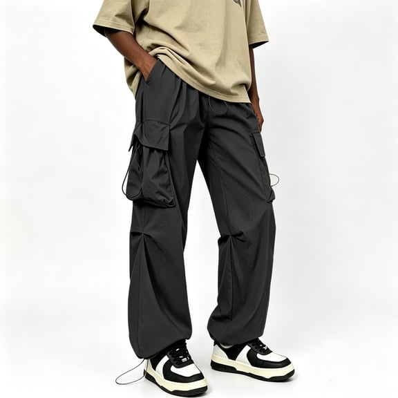 Men Lightweight Twill Cargo Pants Loose Stretch Hiking Everyday Wear Trousers S-XL