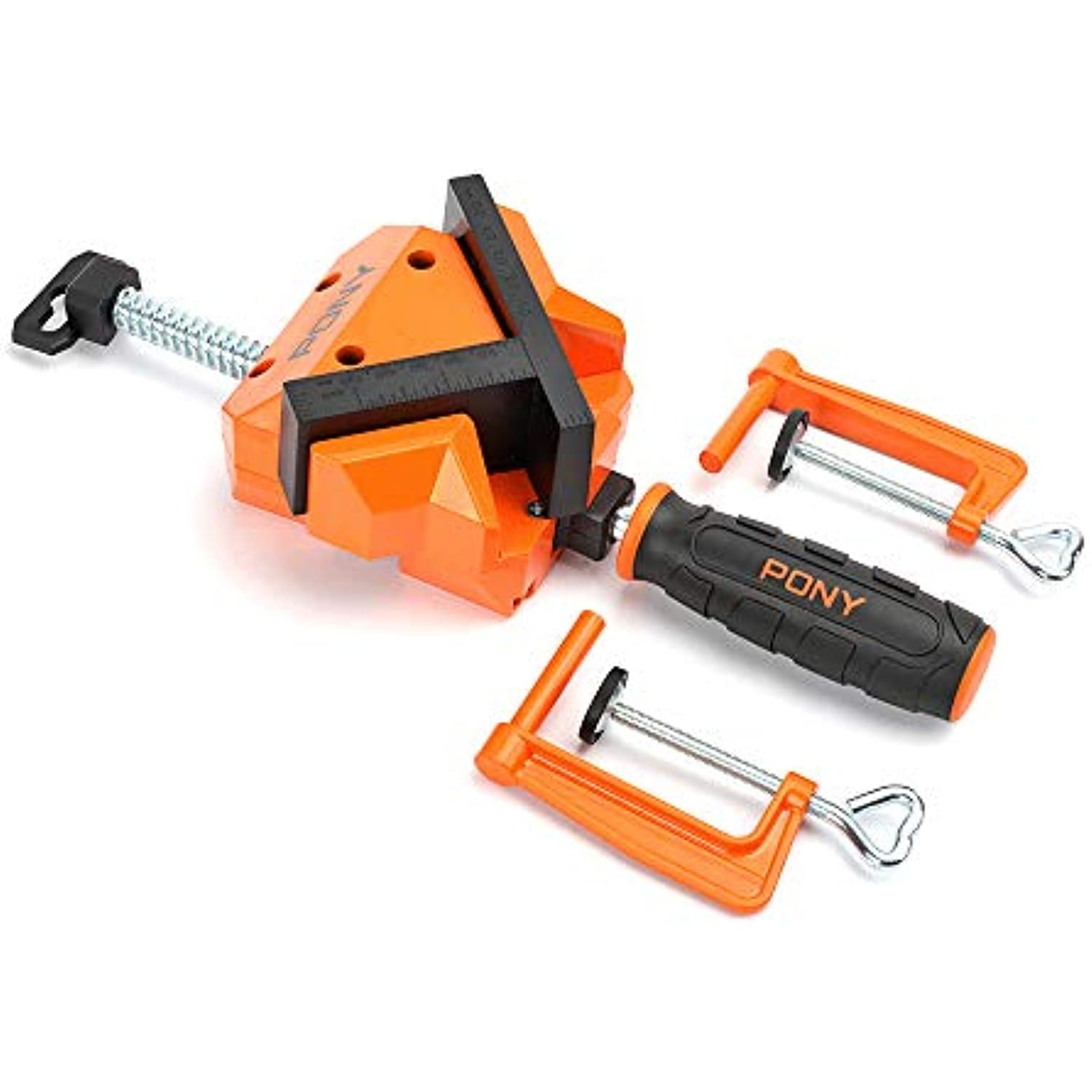 Pony Jorgensen 9180 2" 90 Degree Angle Clamp with Two Table Clamps, Framing, Cabinet Assembly, Adjustable, Woodworking