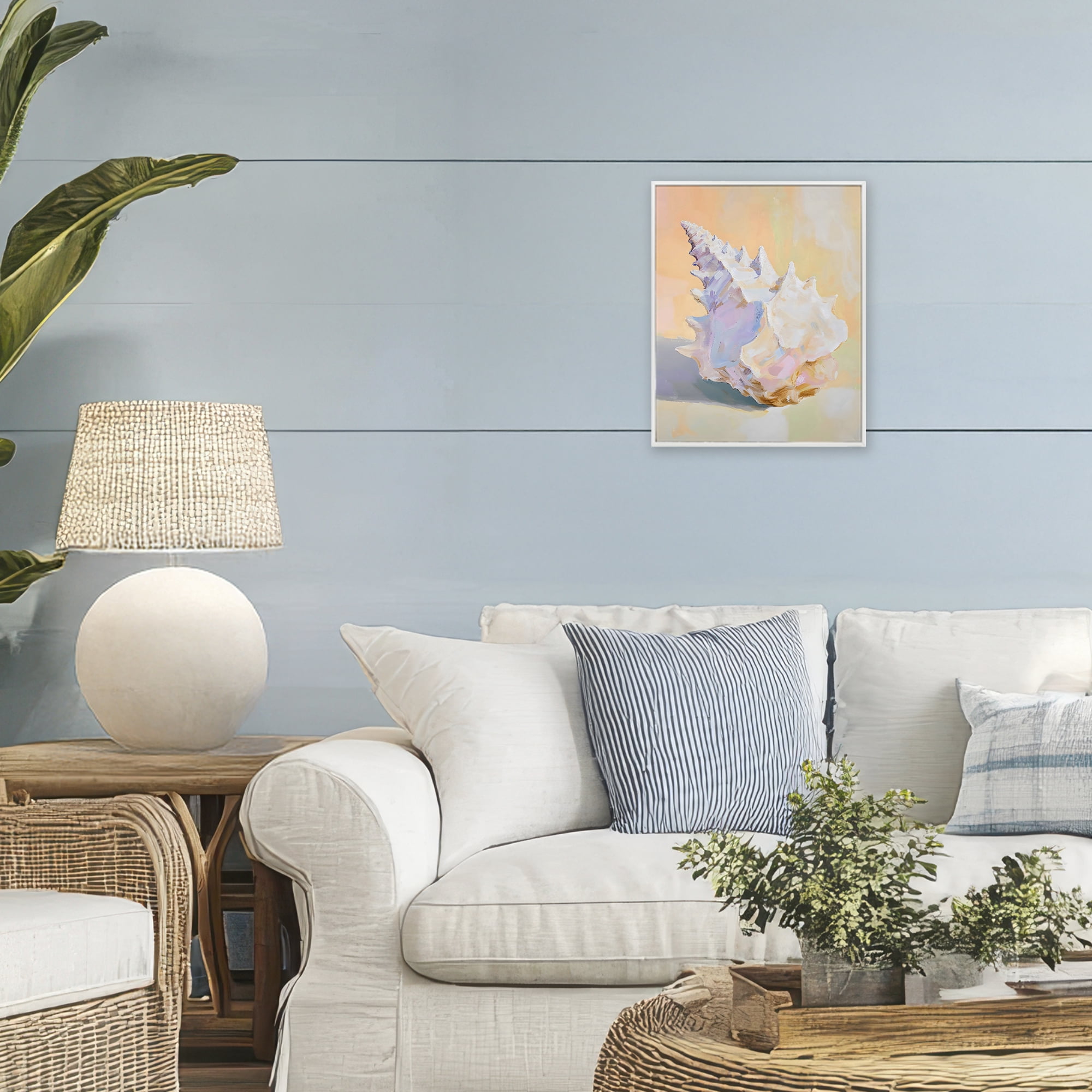 Stupell Industries Vintage Shell in Pastel Light White Framed Giclee Art, design by The Prints Vibe