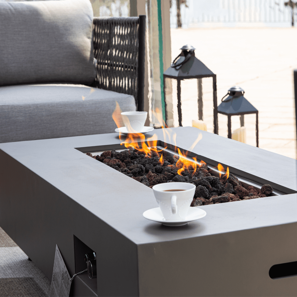 Westwood Propane Fire Pit Table 50” Outdoor Firepit 50,000 BTU Firepits for Outside with Lava Rocks and Removable Lid Metal Fire Pit Outdoor Fireplace Propane Fire Pits for Outside CSA Certified