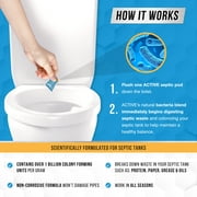 Active Septic Tank System Treatment Pods, 12 Dissolving Pacs with Enzyme-Producing Live Bacteria Solution, 1 Year Supply