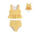 thumbnail image 2 of Baby Girls Summer Swimsuit Sleeveless Bowknot Striped Swimwear Toddler Two-Piece Bikini Set Beach Suit 1-4Y, 2 of 8