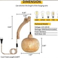 thumbnail image 4 of HJW Retro Japanese Style Bamboo Rattan Wall Lamp US Plug Bedroom, 4 of 5