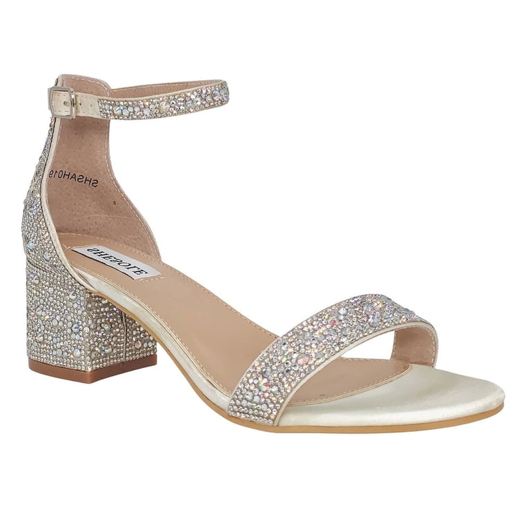 SheSole Rhinestone Sandals Open Toe Strappy Low Block Heel Wedding Bride Dress Shoes Female Ivory Size 9 - Walmart.com SheSole Rhinestone Sandals Open Toe Strappy Low Block Heel Wedding Bride Dress Shoes Female Ivory Size 9 - Walmart.com