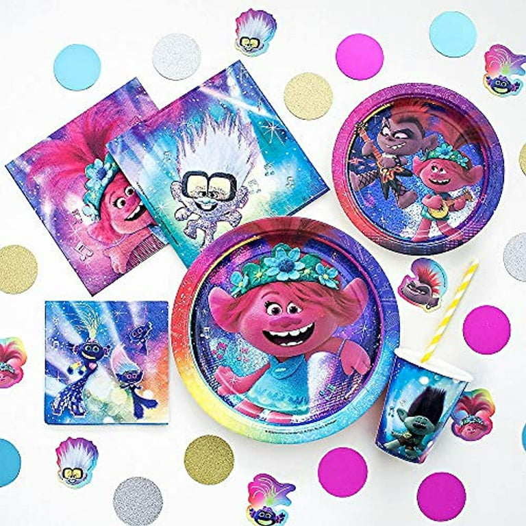 Party City Trolls World Tour Tableware for Guests, Poppy and