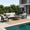 thumbnail image 4 of CIOKEA HDPS 7-piece Outdoor Sectional Sofa Set, Patio Furniture Set , All Weather Outdoor Conversation Set for Deck, Lawn, Black Frame with 4.5IN Beige Cushion, 4 of 9
