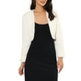 thumbnail image 5 of INSPIRE CHIC Women's Collarless Long Sleeve Open Front Faux Fur Shrug Cropped Coat L White, 5 of 7