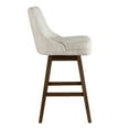 thumbnail image 4 of Armen Living Branson Brown Solid Wood Upholstered 30" Bar Height Swivel Barstool with Beige Fabric Seat, 4 of 8