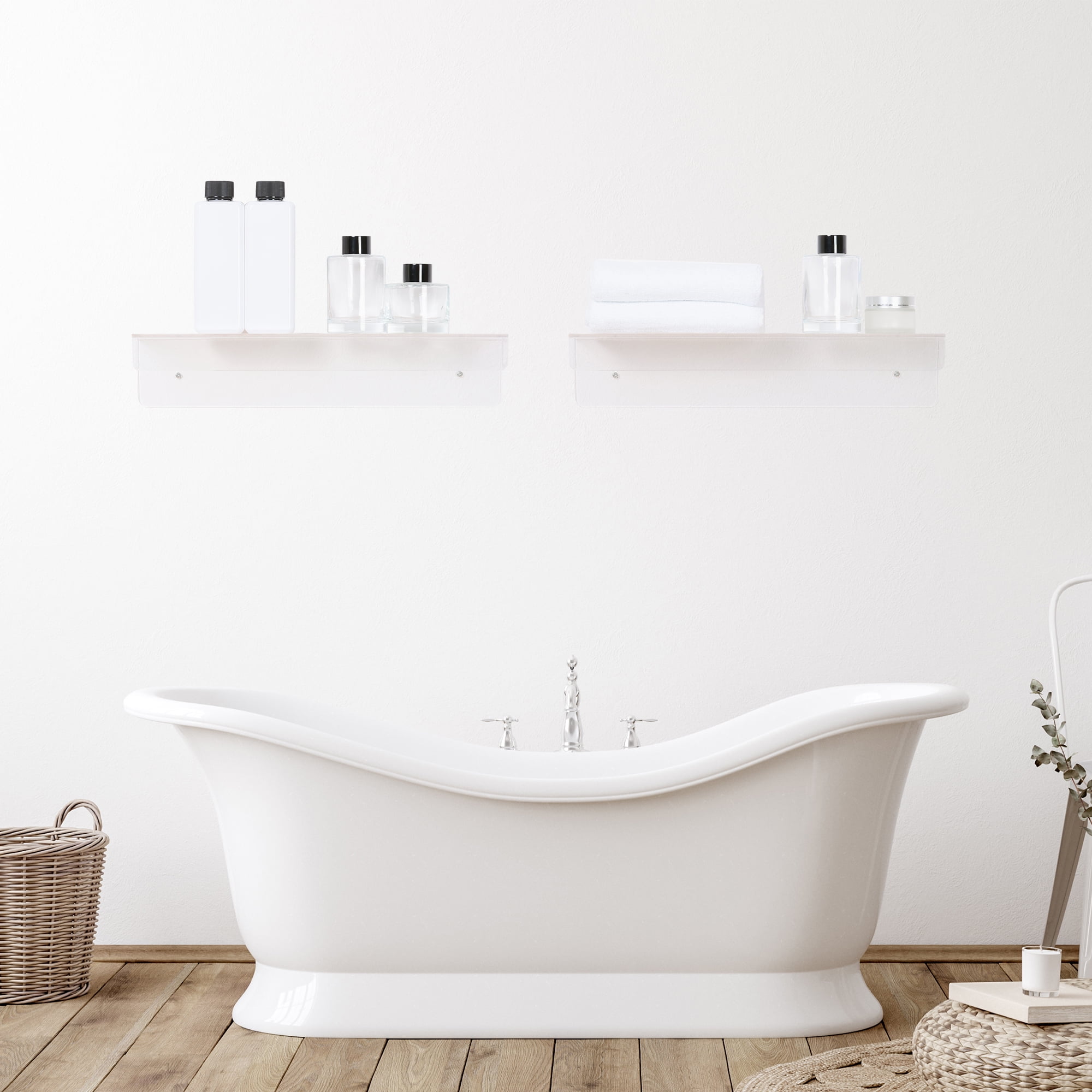 Unique Bargains Acrylic Floating Shelves for Wall Bathroom Living Room Kitchen Clear 2
