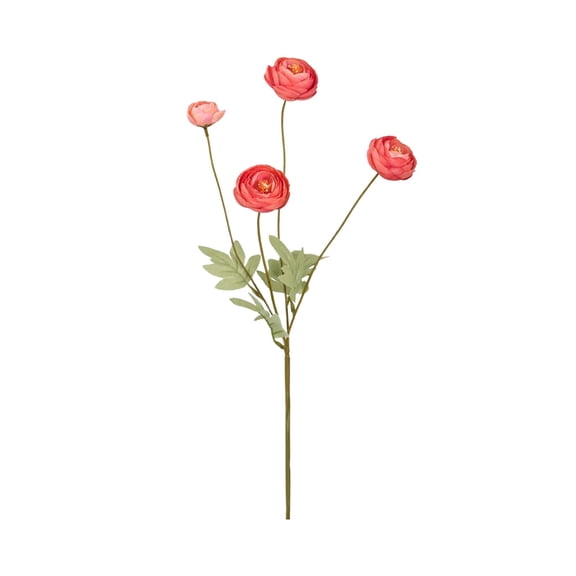Faux Ranunculus Flower Bouquet, 4-Head Artificial Floral Decoration, 22.8 Inch Silk Style Room Ornament, Wedding Venue Interior Decor, Resilient Flora