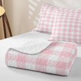 thumbnail image 4 of Erosebridal Classic Pink Gingham Twin Quilt Set,Classic Geometric Plaid Twin Coverlet Set For Boys,2 Pieces, 4 of 7