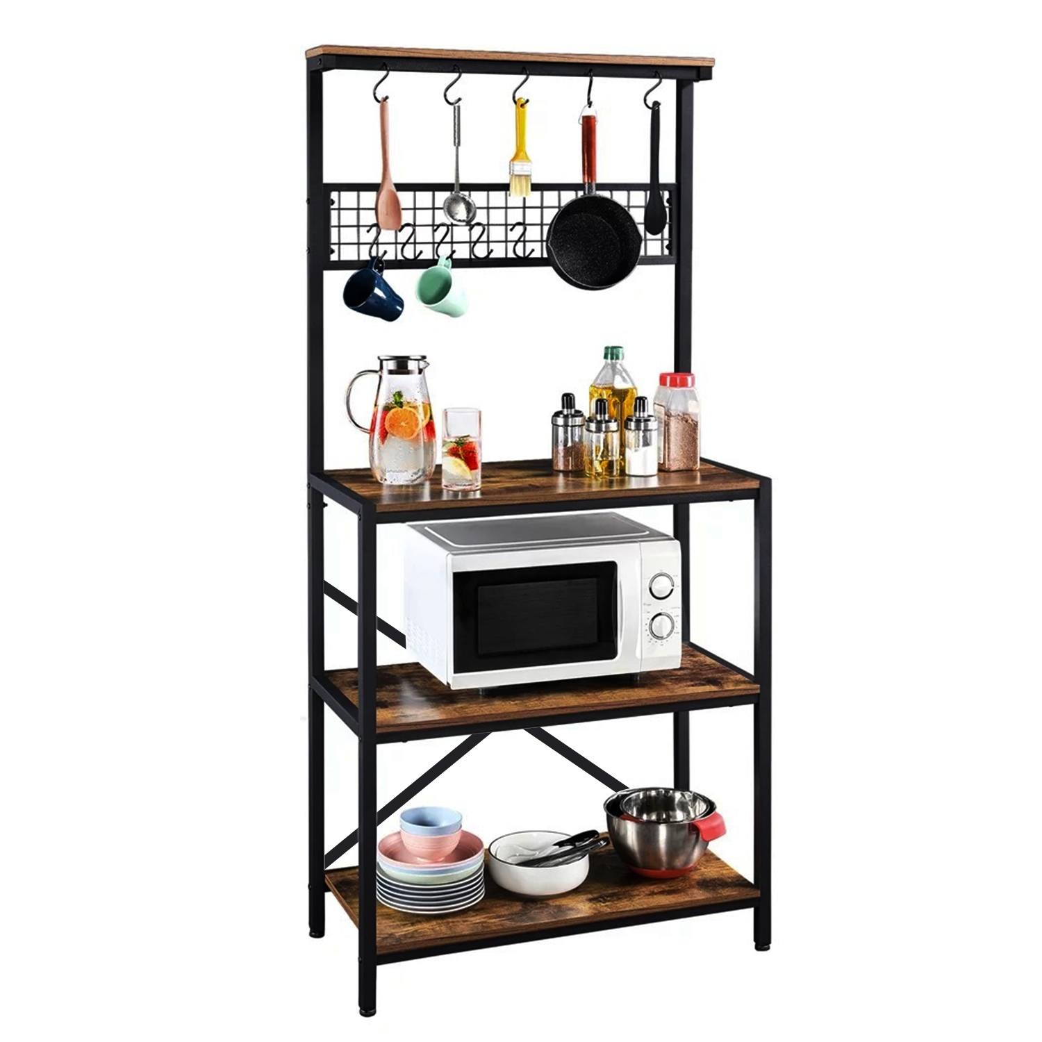 SUGIFT Bakers Rack for Kitchen, 4 Tier Microwave Stand with Storage