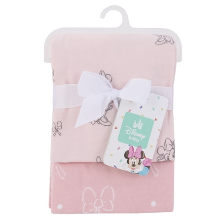 Disney Minnie Mouse Girls Pink Cotton Flannel Receiving Baby Blanket (2 count)