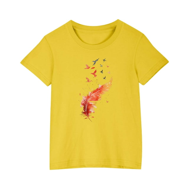 T-shirts pour Fille à Imprimé de Dessins Animés, Manches Courtes, Col Ras du Cou, Jolis T-Shirts Graphiques