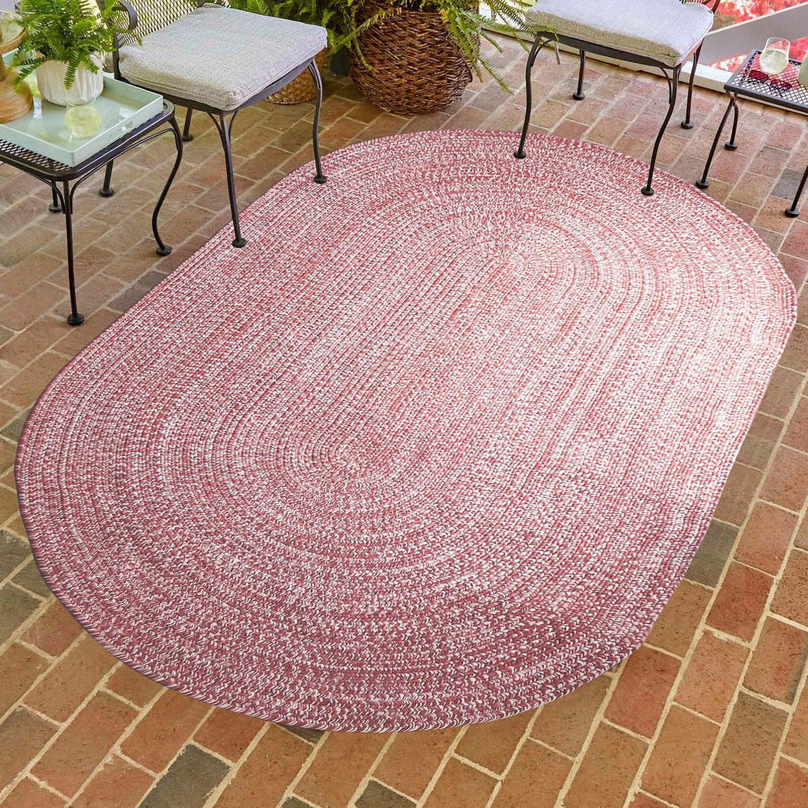 Superior Two-Toned Braided Indoor/ Outdoor Area Rug, Brick/ White, 6' x 9'
