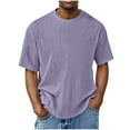 thumbnail image 2 of GuangCheng Mens Short Sleeve T-Shirts,Textured,Crew Neck,Oversized Fit,Pullover,Soft,Breathable,Comfortable,Casual Tops,Purple,Size L, 2 of 5