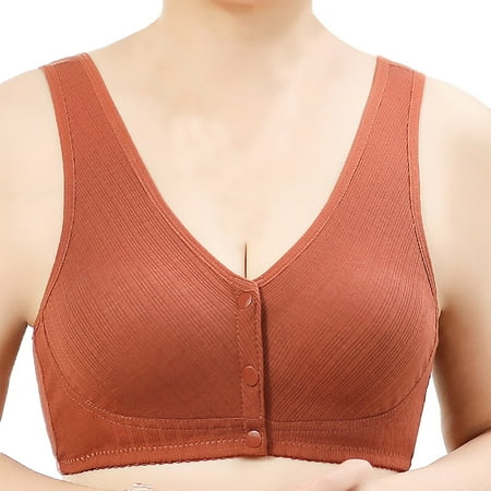 Clearance Sale! Women s Push Up Bra No Underwire Comfortable Bras Padded Plunge Front Button Bra Front Closure Sports Bras Cotton Soft Everyday Sleep Bras Bras for Women No Underwire One Size