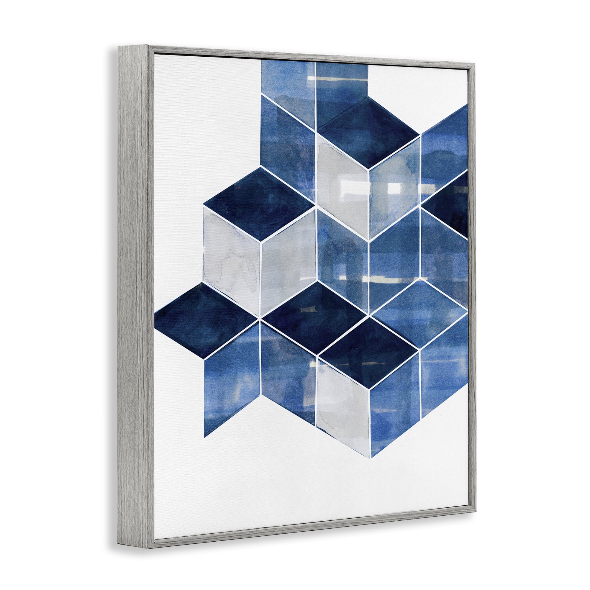 Stupell Industries Stacked Geometric Cubes Abstract Painting Gray Framed Art Print Wall Art, 11 x 14
