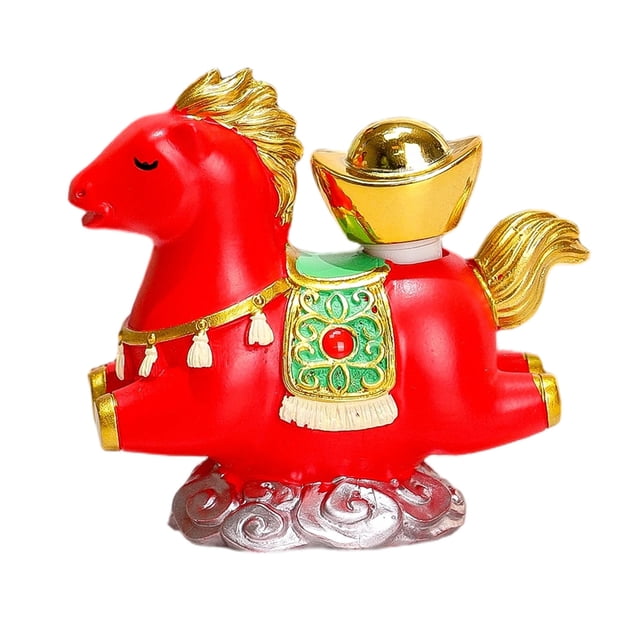 Figura de caballo de dibujos animados de estilo chino, estatua del año del caballo que trae riqueza, fortuna, caballo de la suerte, adorno decorativo de Feng Shui.