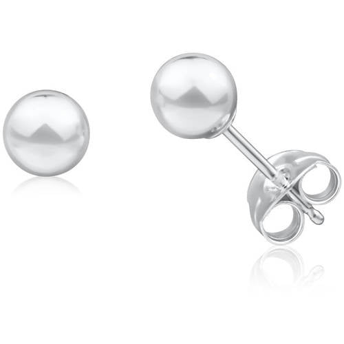 4x STERLING SILVER 4mm ROUND BALL with LOOP STUD POST EARRINGS #542A 