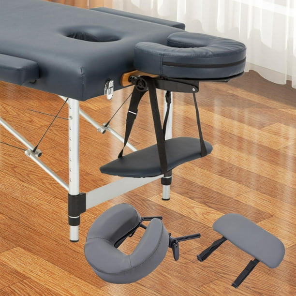 Cuna facial con almohada para camilla de masaje, cómoda y con reposabrazos, portátil, resistente y ligera, soporte universal para reposacabezas. gris