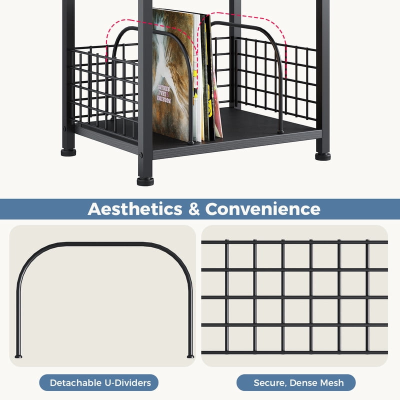 Gianna Record Player Stand, End Side Table for Living Room，Rust Brown