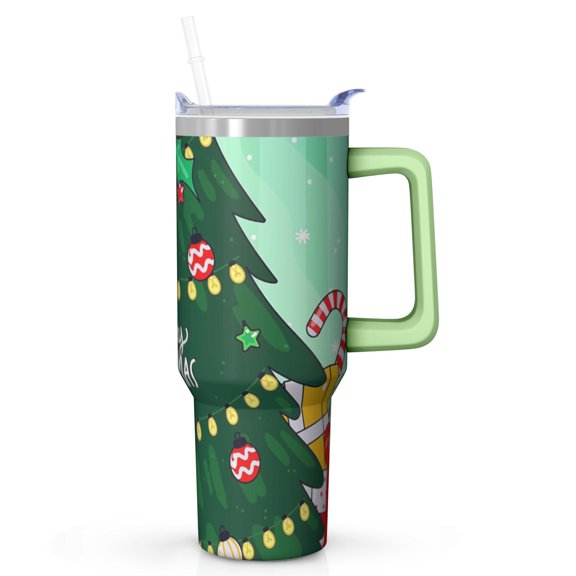40oz Xmas Tumbler with Lid and Straw Leak Proof Stainless Steel Cup Merry Christmas Gifts