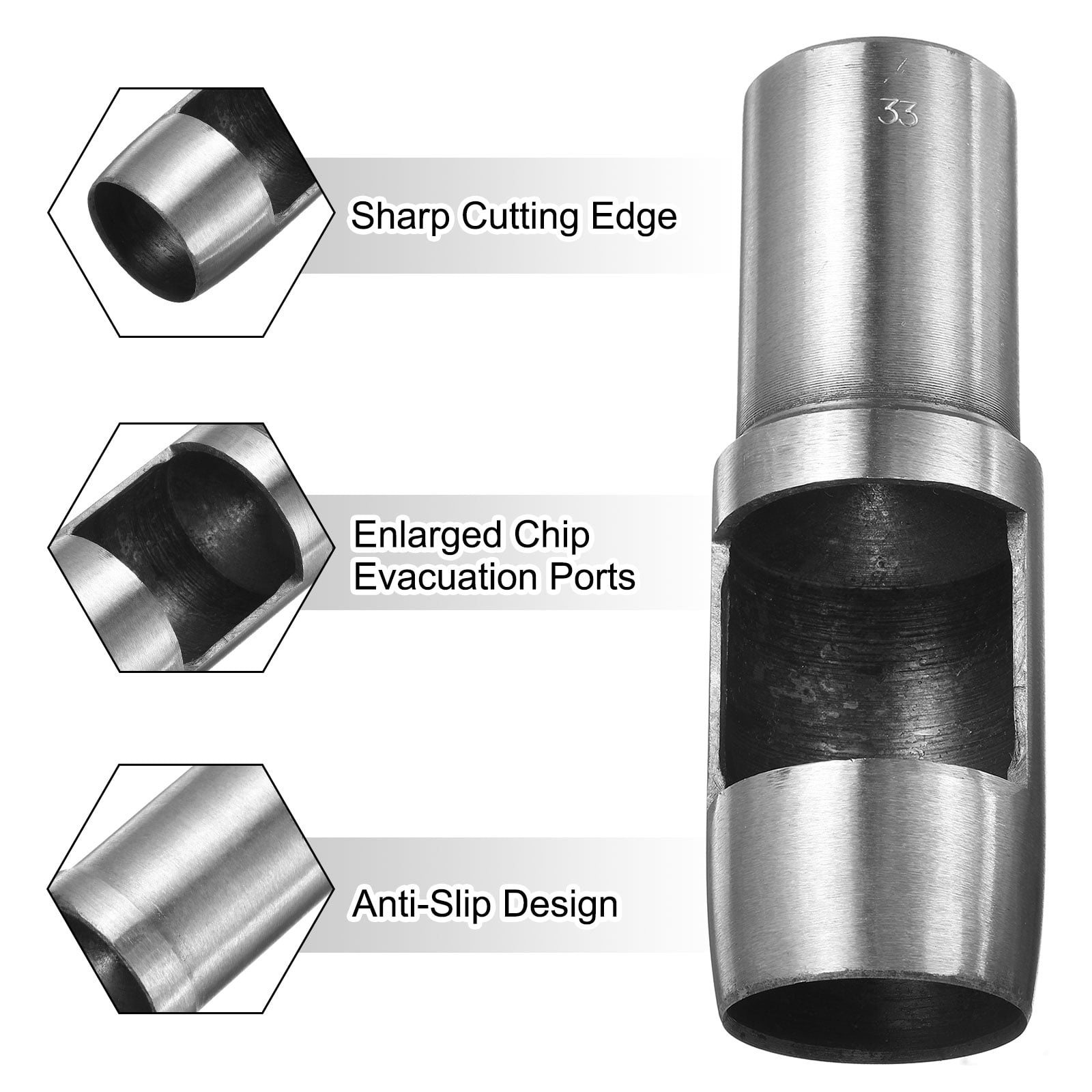 Uxcell Leather Round Hole Punch, 33mm Hollow Hole Puncher Cutter Carbon Steel Tool