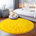 thumbnail image 5 of SARAG 4x4ft Round Rug for Bedroom,Furry Carpet for Children Kids Room,Bright Yellow, 5 of 8