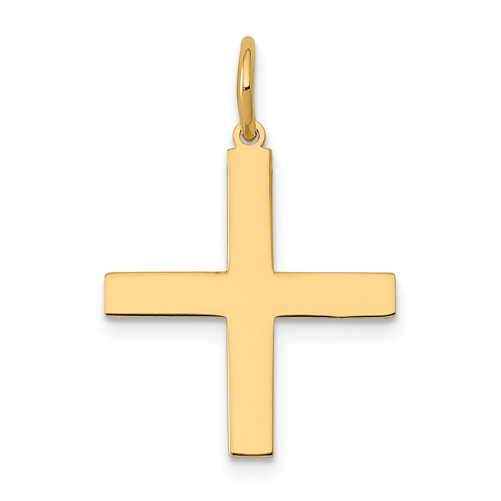 14K White Gold Laser Designed Cross Charm