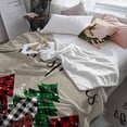thumbnail image 3 of Merry Christmas Throw Flannel Blanket 50x60In Green Red Plaid Buffalo Xmas Tree Brown Super Soft Cozy Bed Blanket, Lightweight Plush Fuzzy Bed Throw for Bedroom Sofa Couch Living Room, 3 of 4