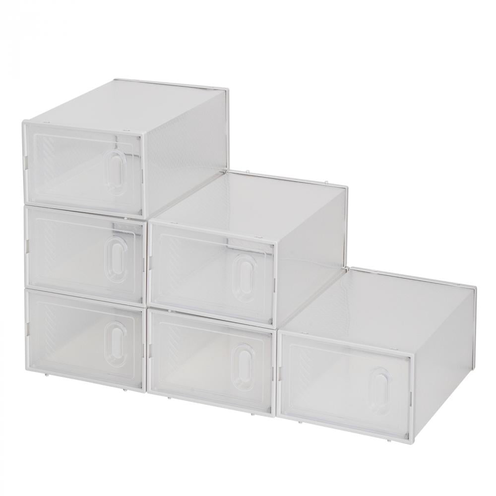 SAISTORY 6 Pack Shoe Boxes Clear Stackable, Large Shoe Storage Boxes, Space  Saving Acrylic Shoe Boxes, Foldable Shoe Container Boxes that Fits Up to