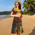 thumbnail image 4 of Lsque Hawaiian Style Guinea Pig Print Women's Casual Dress T-Shirt Summer Short Sleeve Scoop Neck Swing Dresses, 4 of 6