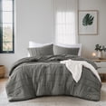 thumbnail image 2 of Regency Heights Twin/Twin XL Comforter Set, Boho 2-Piece Pintuck Stitching Dorm Bedding Set, Soft Washed Pleated Bed Sets with Pillow Sham Grey, 2 of 11