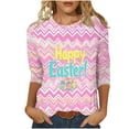 thumbnail image 3 of DDAPJ pyju Easter T-shirts for Women 3/4 Sleeve Plus Size Tops Novelty 3D Print Graphic Tees Loose Casual Mid-length Pullover Blouses Limited Time Sales Multicolor XXXXL, 3 of 6