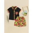 thumbnail image 3 of FAROOT Boys Summer 2PCS Shorts Sets Short Sleeve Geometric Pattern Print Button Up Tops Shorts Sets, 3 of 9