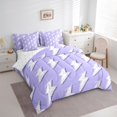 thumbnail image 2 of Erosebridal Abstract Lightning Pattern 7pcs Bedding Comforter Set,Purple And White Queen Bedding Sets For Girls Boys,Reversible, 2 of 7