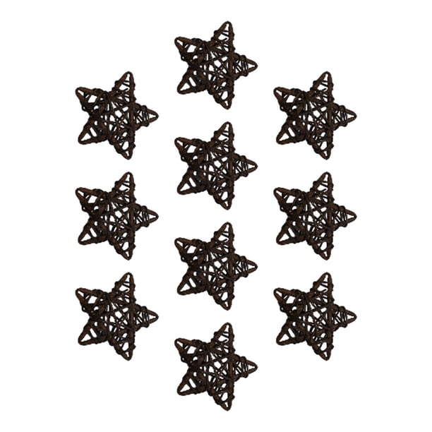 10 colgantes de estrella de Navidad con pentagrama reutilizable para decoración colgante café