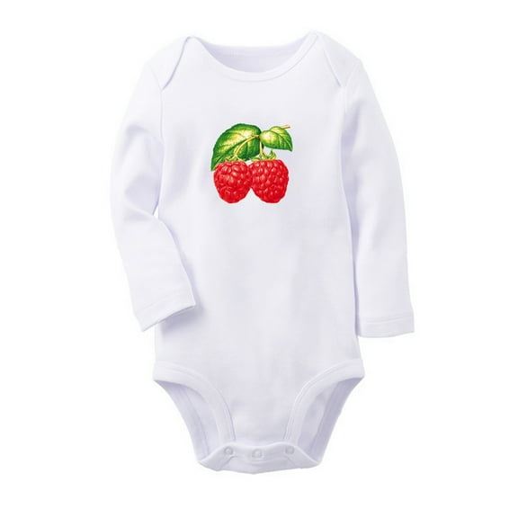 Fruit Raspberry Image Print Cute Rompers, Newborn Baby Unisex Bodysuits, Infant Jumpsuits, Toddler 0-12 Months Kids Long Sleeves Oufits (White, 6-12 Months)
